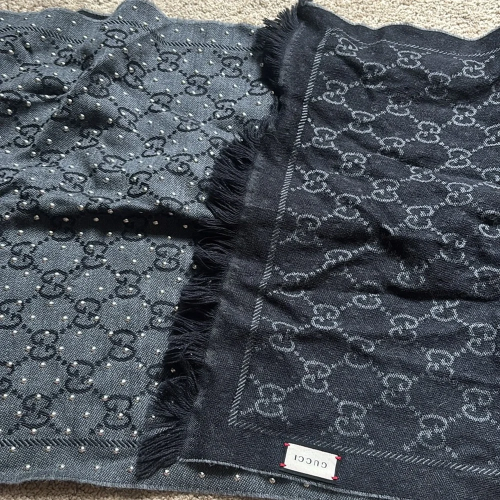 GUCCI GG supreme studded wool scarf grey - Picture 3 of 5
